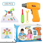 EXTSUD DIY Drill Toy Set Educational Toy with Real Toy Drill Building Block Creative Fun Kit for Boys Girls 193 Pcs  B07L86P87F
